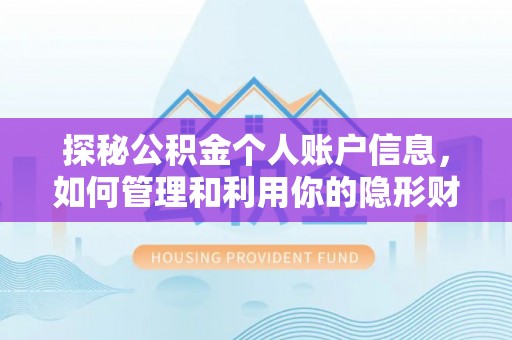 茄萣探秘公积金个人账户信息，如何管理和利用你的隐形财富