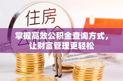 茄萣掌握高效公积金查询方式，让财富管理更轻松